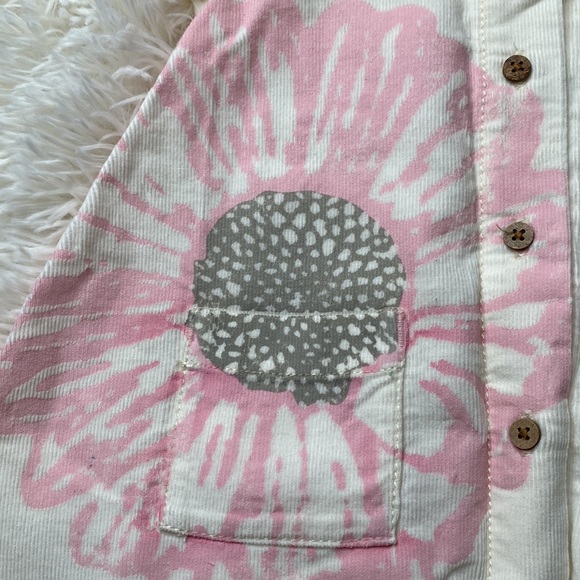 Burt’s Bees Baby Cream Corduroy Pink Flower Front Pocket Dress Size 3-6 Months - Picture 4 of 11